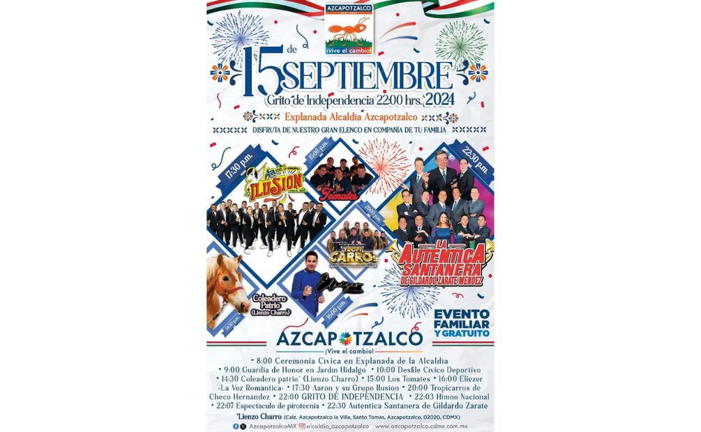 Fiesta del 15 de septiembre en la alcaldía Azcapotzalco.  (Foto: Captura de pantalla)