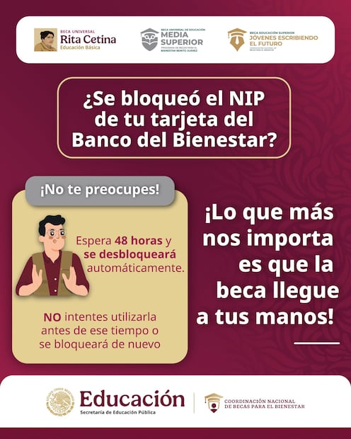 Bloqueo NIP tarjeta Banco del Bienestar. (Foto: X de Julio Cesar Léon Trujillo)