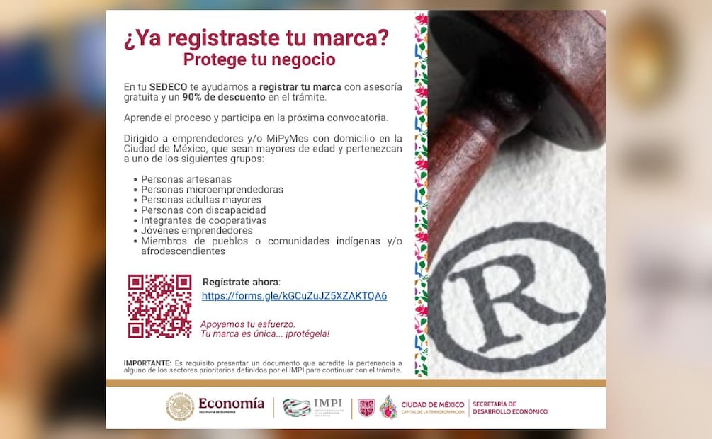 Registrar una marca en México 2025: costos oficiales del IMPI. (Foto: Gobierno CDMX)