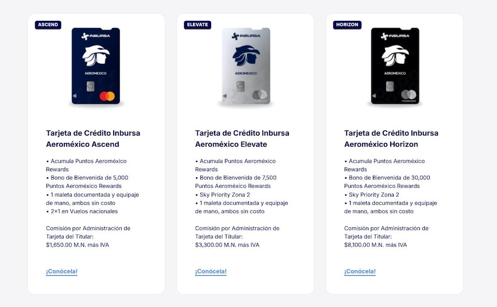 Adiós Santander: Inbursa toma la estafeta y revela las tarjetas Aeroméxico con nuevos beneficios. (Foto: Captura de pantalla)