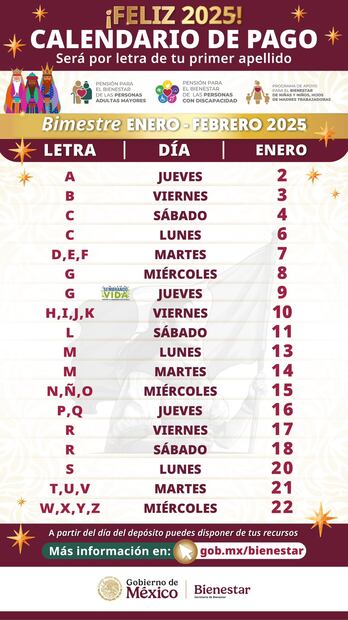 Calendario de pagos. (Foto: Redes sociales)