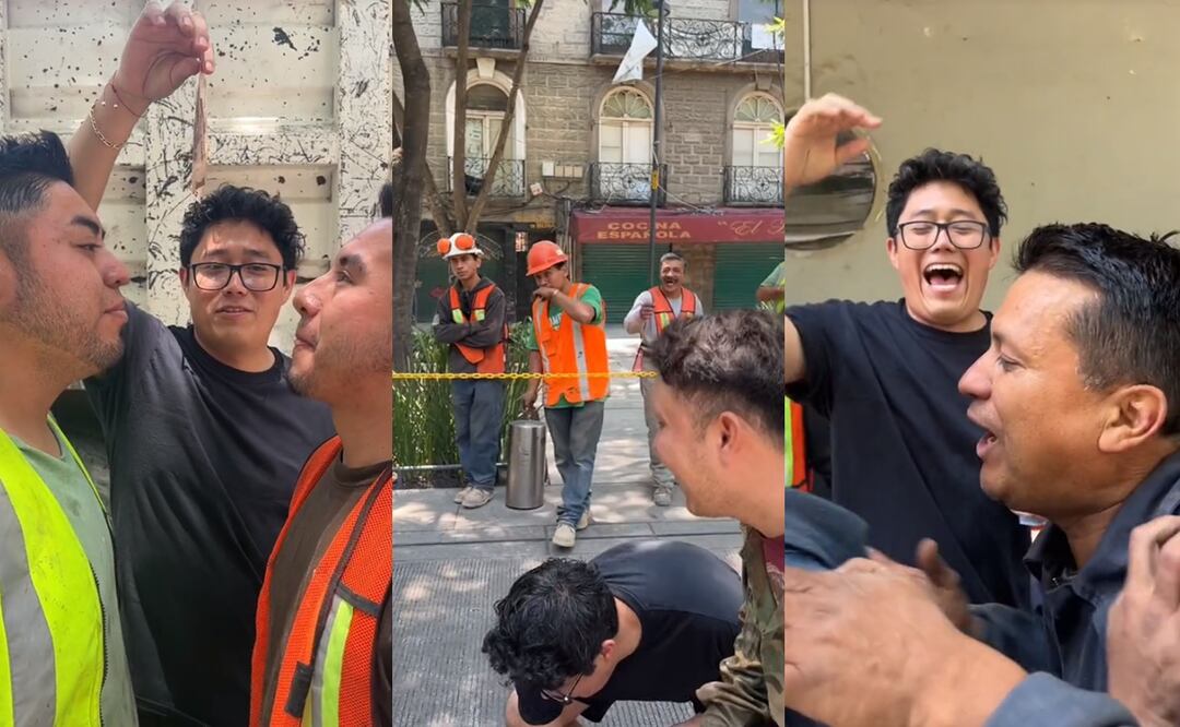 Trabajadores de la construcción hacen dinámica con Hanki Aventuras y el video es viral en TikTok. (Foto: Capturas de pantalla)