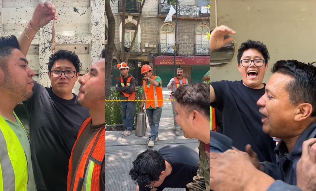 Trabajadores de la construcción hacen dinámica con Hanki Aventuras y el video es viral en TikTok. (Foto: Capturas de pantalla)