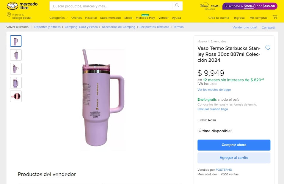 Mediante esta plataforma, se puede adquirir el tan codiciado termo rosa de Starbucks. (Foto: Captura de pantalla)