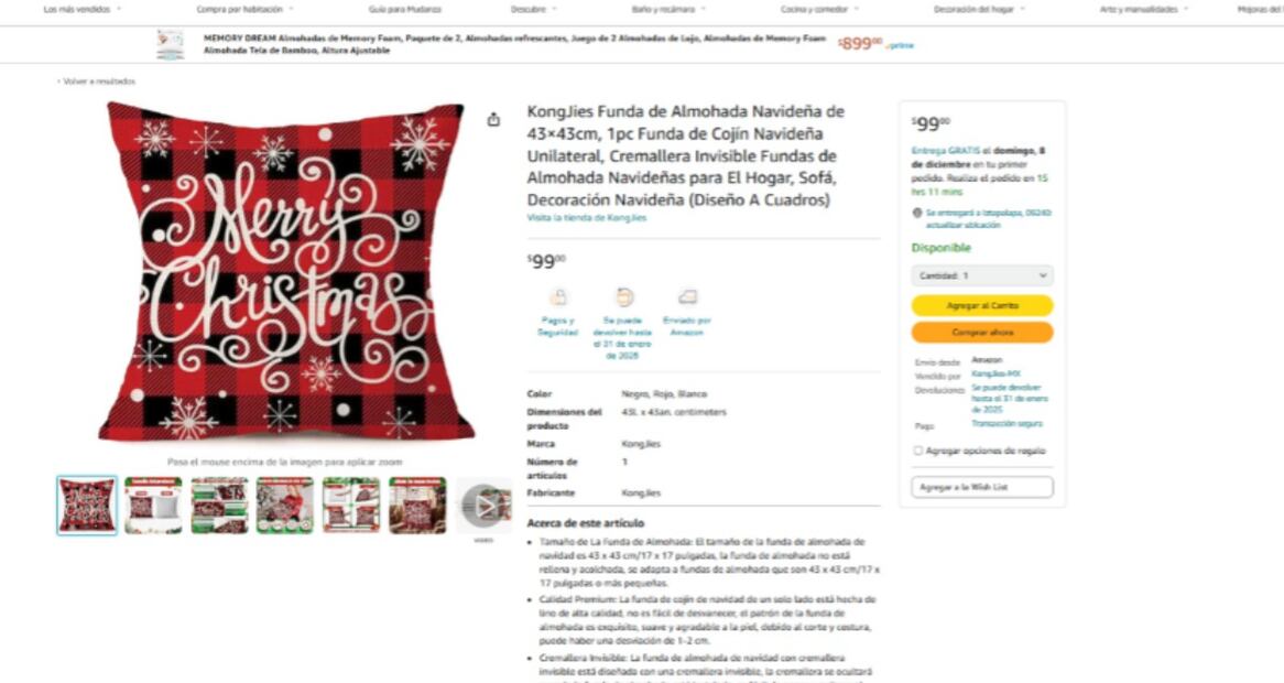 Accesorios navideños en Amazon. (Foto: Captura de pantalla)