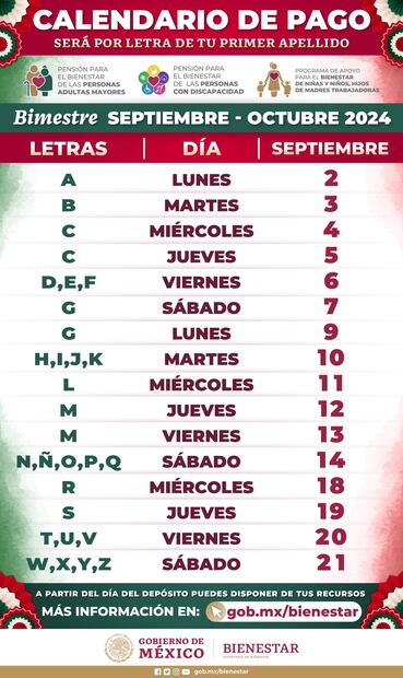Calendario de pagos. (Foto: Redes sociales)