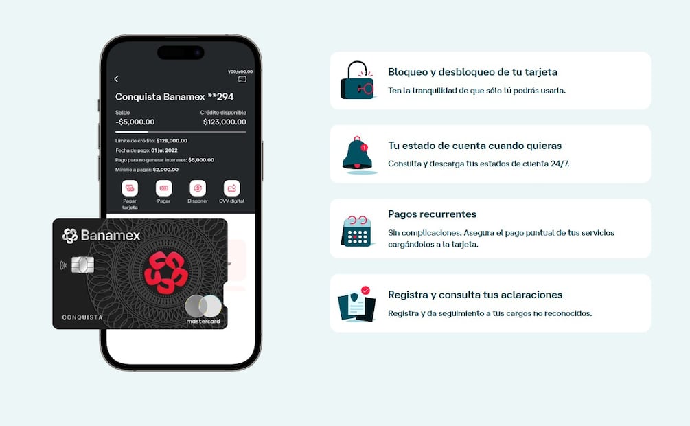 Tarjeta Conquista Banamex presume beneficios VIP y una tasa que deja atrás a la Platinum. (Foto: Captura de pantalla)