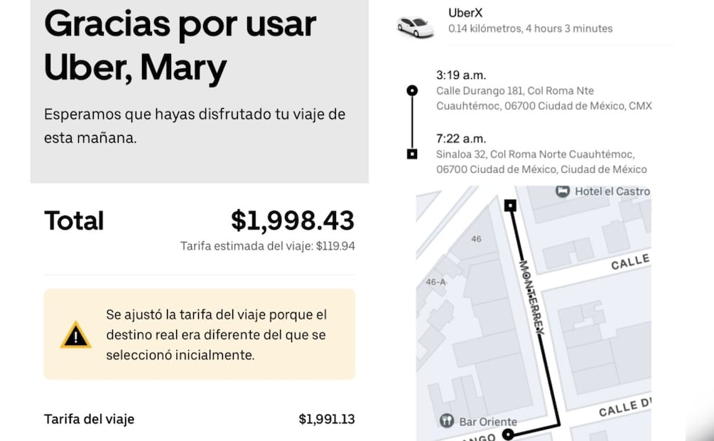 Uber cobra casi 2000 pesos por viaje de 20 minutos: pasos para reclamar tu reembolso por cobro extra. (Foto: Captura de pantalla)