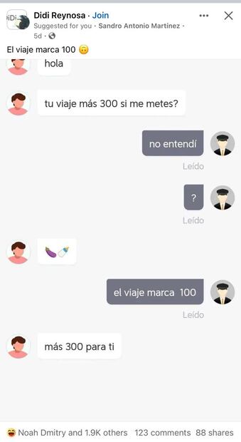 Conductor de DiDi en el escándalo, por chat filtrado. (Foto: Redes sociales)