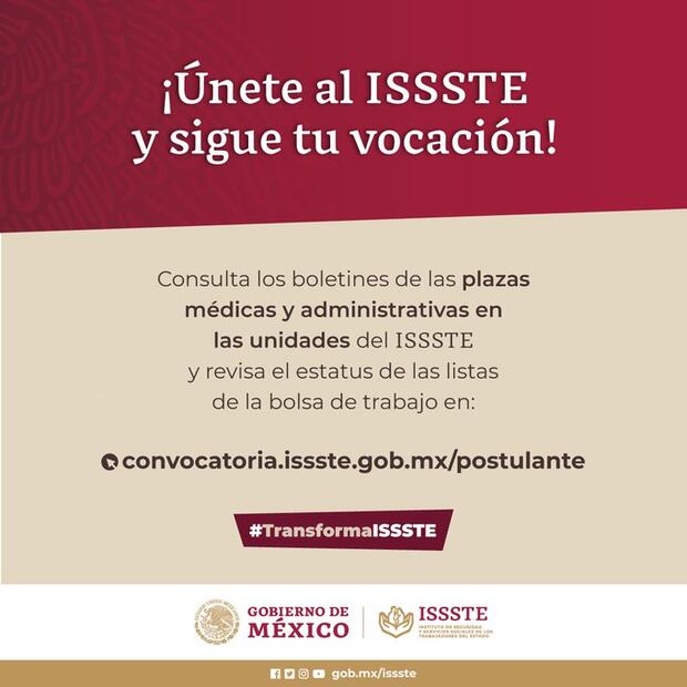 Convocatoria ISSSTE. (Foto: Redes Sociales)
