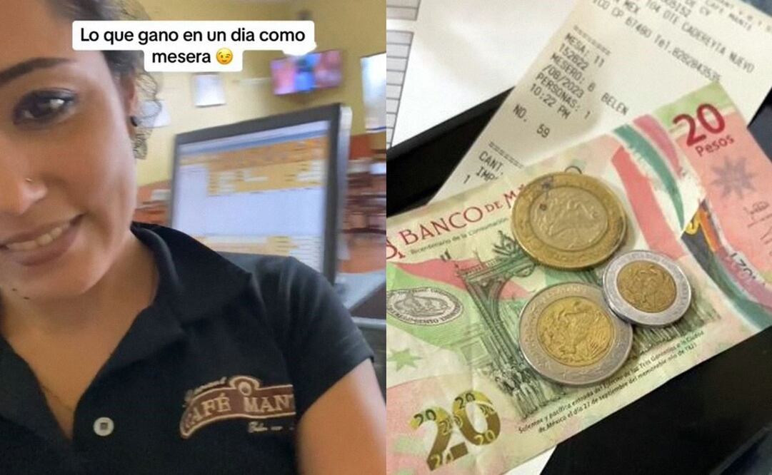 La joven compartió imágenes de los billetes y monedas que dejan sus clientes. (Foto: Captura)