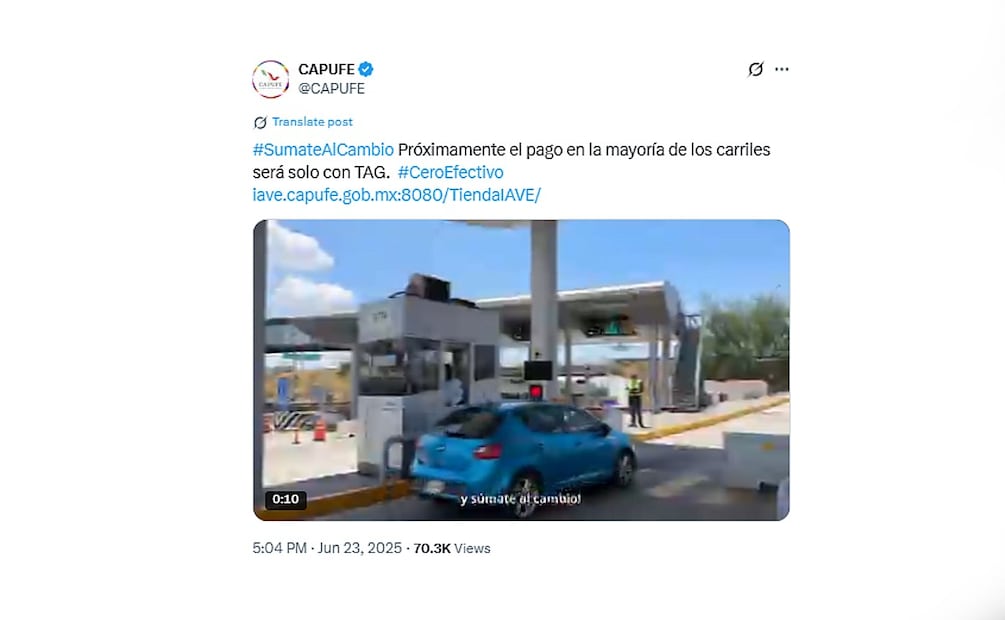 Capufe anuncia cambios . (Foto: X de Capufe)