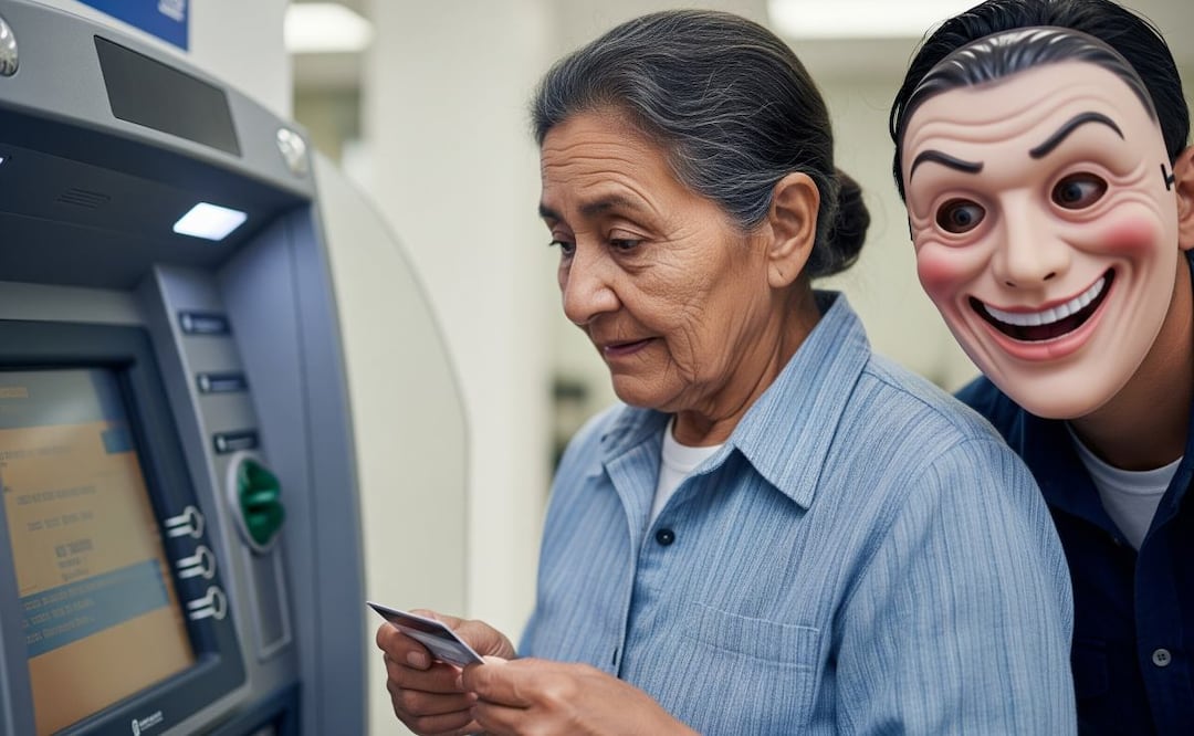 Estafa en cajeros: Alertan por robo de tarjetas a adultos mayores. (Foto: Creada con IA)