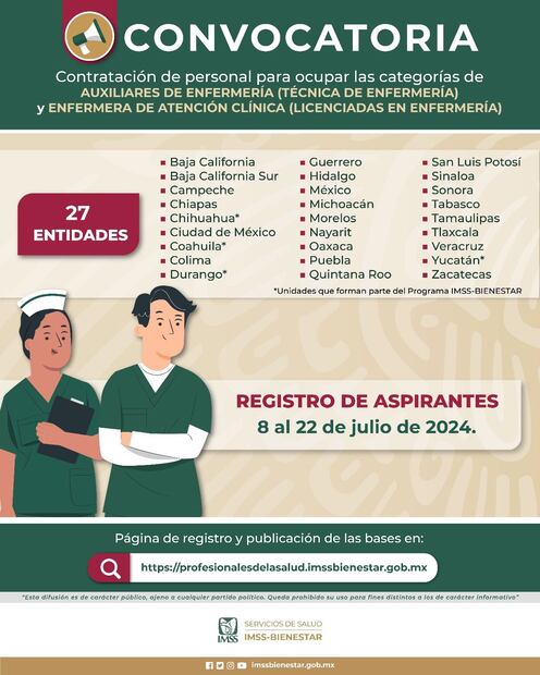 Convocatoria del IMSS Bienestar. (Foto: Redes sociales)