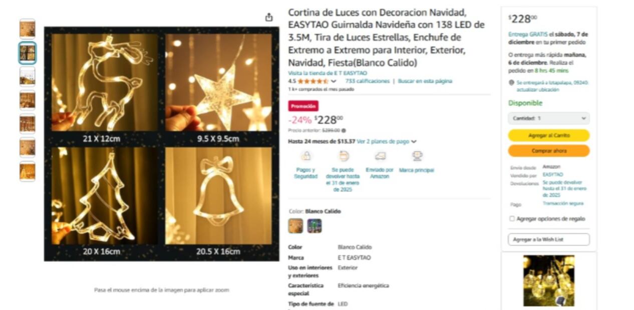 Accesorios navideños en Amazon. (Foto: Captura de pantalla)