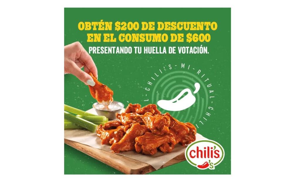 Promoción Chili´s. (Foto: Captura de pantalla)