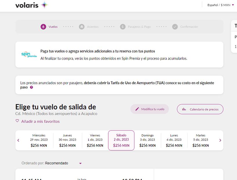 Cotización Volaris. (Foto: Captura de pantalla)