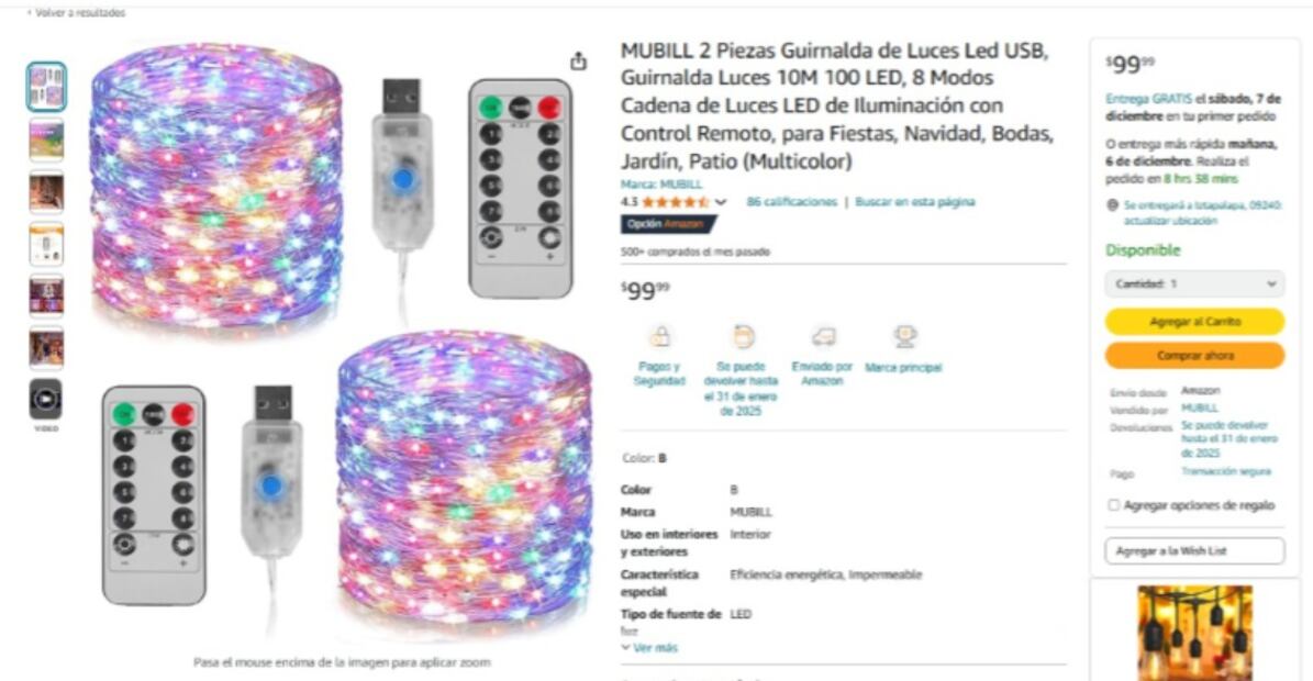 Accesorios navideños en Amazon. (Foto: Captura de pantalla)