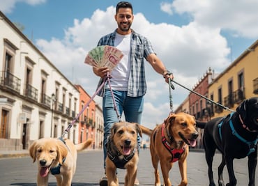 Caso real en México: Paseador de perros gana 60 mil pesos mensuales; esta es su jornada laboral