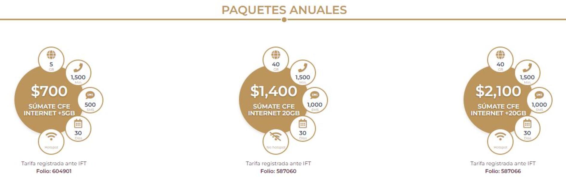 Tarifas de internet CFE TEIT anuales. (Foto: Captura)
