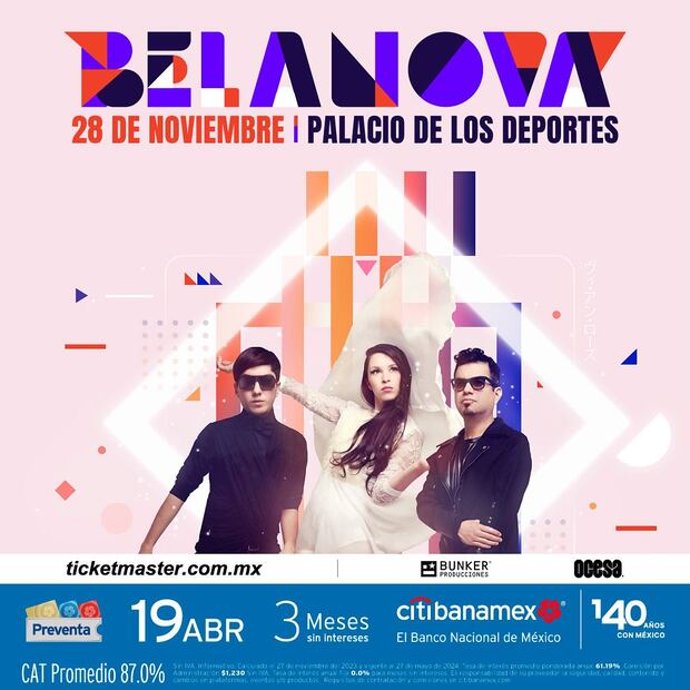 Poster oficial del concierto de Belanova en CDMX. (Foto: DeDinero)