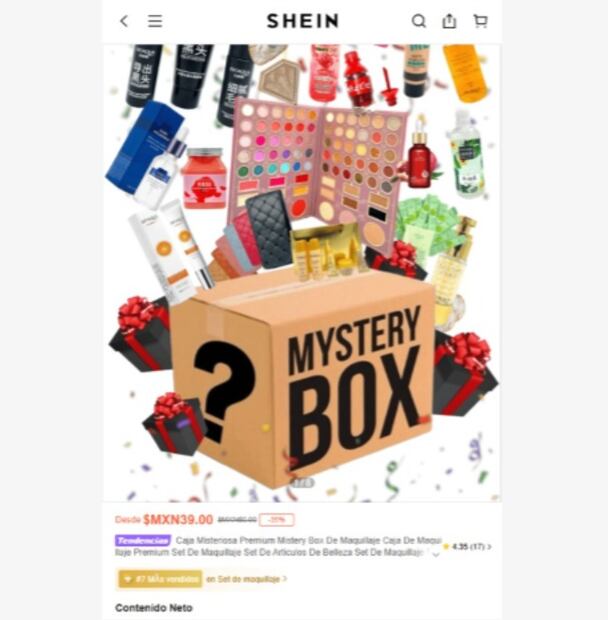 Regalos en Shein. (Foto: Captura de pantalla)