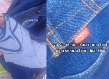 ¡Los Levimsss! Joven compra jeans de famosa marca y encuentra tela del IMSS