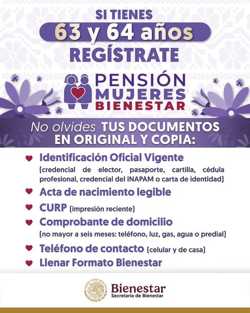 Documentación Pensión Mujeres Bienestar. (Foto: Redes sociales)