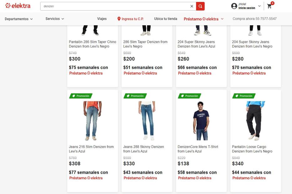 Elektra oferta ropa Levis a 100 y 200 pesos por el Hot Sale 2024, para dama y caballero