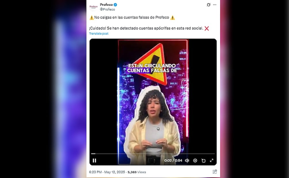 Cuentas falsas de Profeco. (Foto: X de la Profeco)