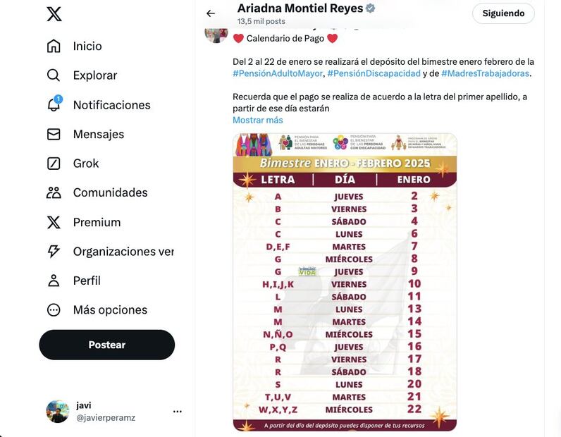 ¿Cuándo llega la Pensión Bienestar para las Personas Adultas Mayores 2025? (Foto: Redes sociales)