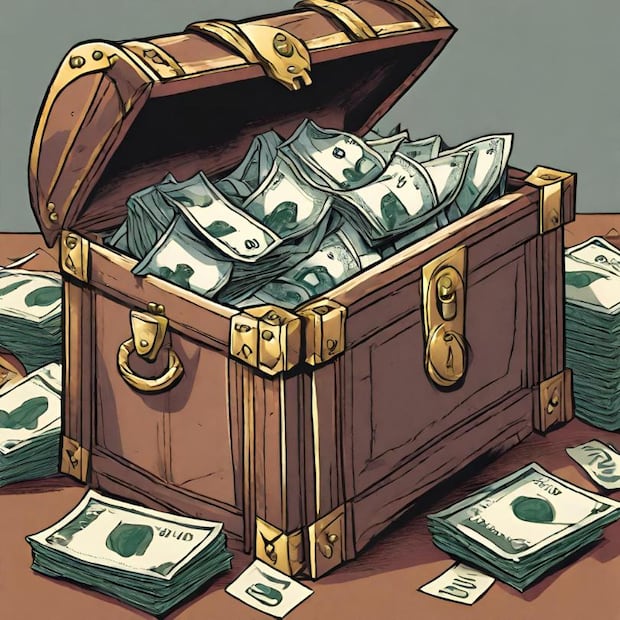 Puedes guardar tu dinero en cofres, pero te conviene más invertirlo en instrumentos seguros. (Foto: Generada con Inteligencia Artificial)
