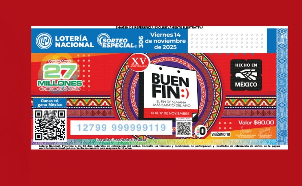 Lotería Nacional lanza billete del Buen Fin 2025 con premio de $27 millones: dónde comprarlo. (Foto: Captura de Pantalla)