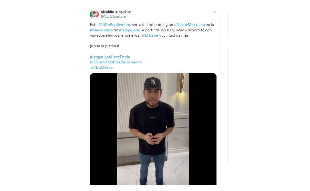El Bebeto estará el 15 de septiembre en Iztapalapa. (Foto: Captura de pantalla)