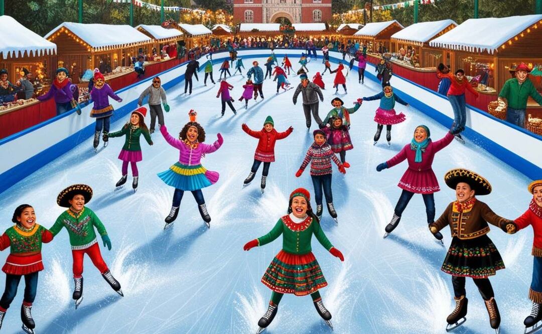 Actividades Navideñas en la CDMX: Patinaje y conciertos gratis en pistas de hielo. (Foto: Creada con IA)