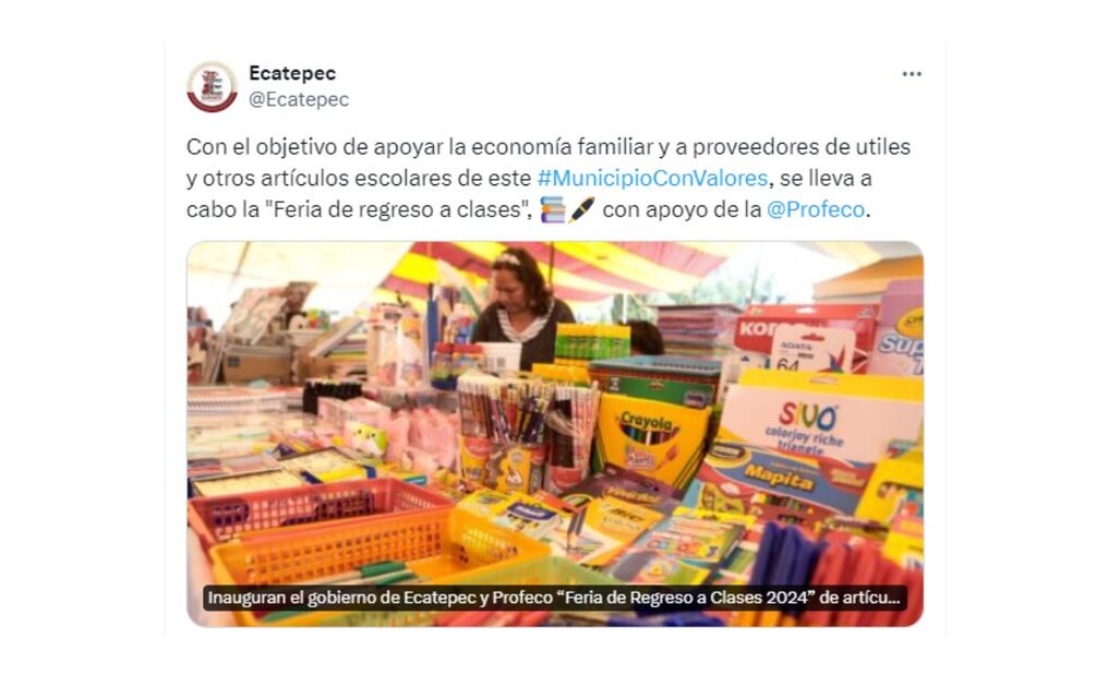 Feria de regreso a clases en Ecatepec. (Foto: Captura de pantalla)