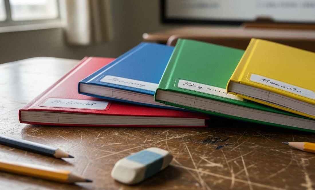 ¿Qué cuadernos comprar? Guía de Profeco para el inicio del ciclo escolar 2025-2026. (Foto: Creada con IA).