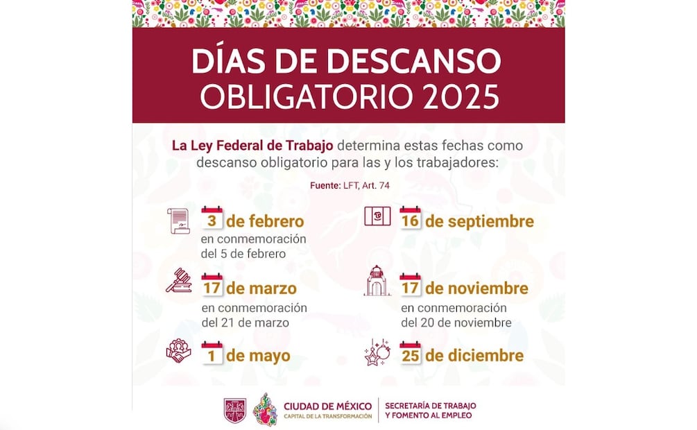 Días de descanso obligatorio 2025. (Foto: Captura de pantalla)