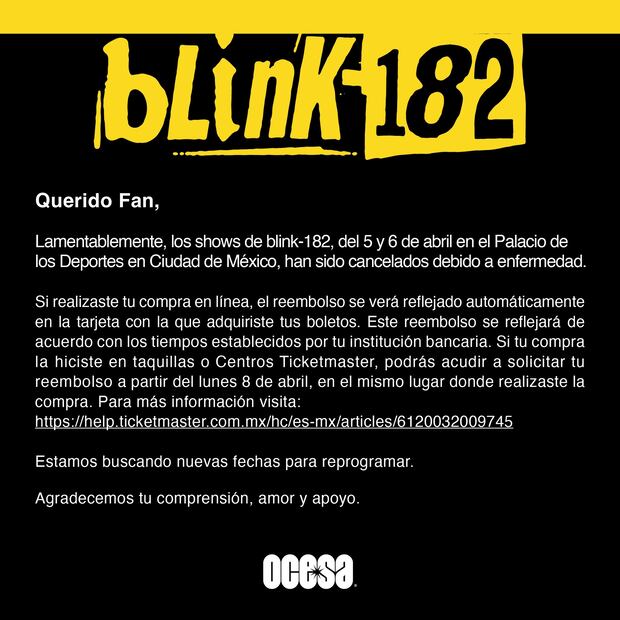 Ocesa informó que buscarán algunas fechas para que la banda se pueda presentar en la capital del país. (Foto: Redes sociales)