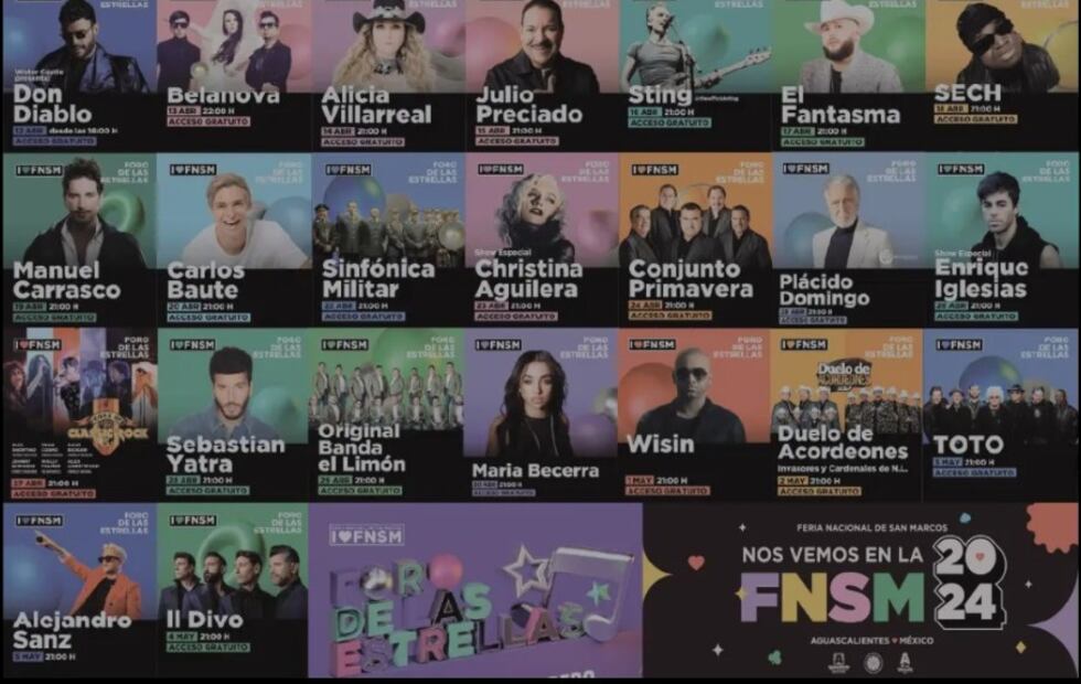 Estos son todos los artistas que se estarán presentando en el Foro de la Estrellas. (Foto: Captura de pantalla)