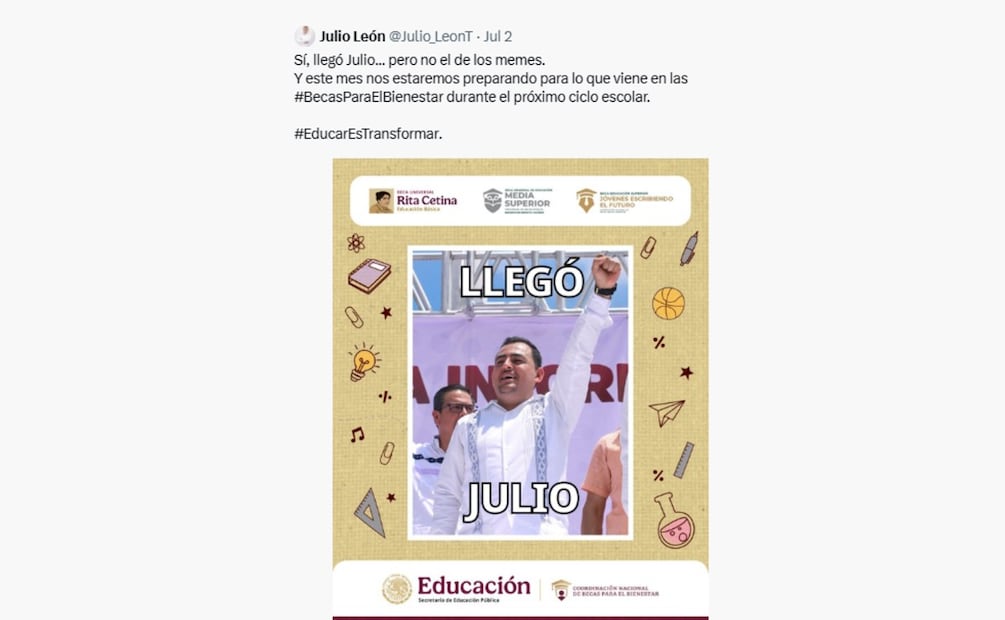 Becas Benito Juárez. (Foto: X de Julio León)