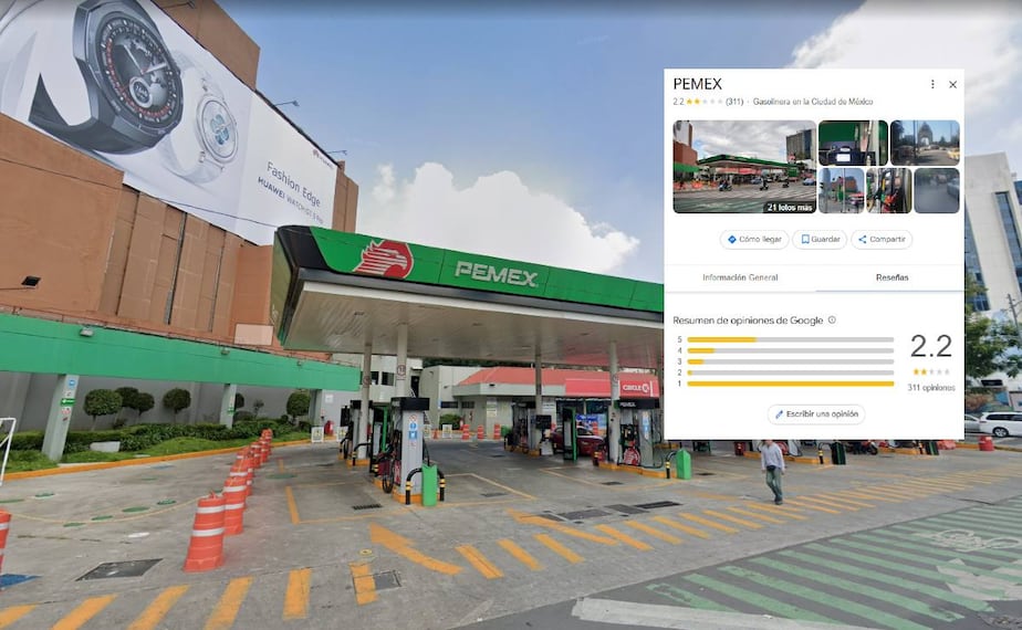 Martín Barba denuncia robo en gasolinera Pemex de Reforma con baja calificación en Google. (Foto: Captura de pantalla)