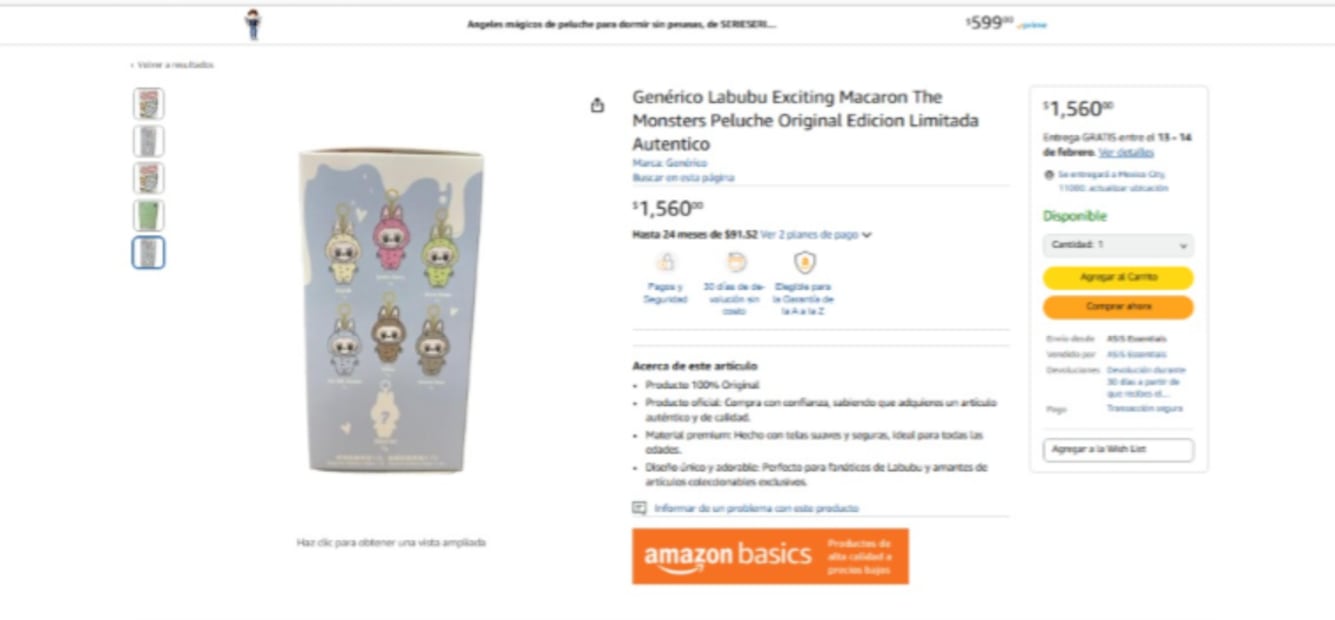Labubu en Amazon. (Foto: Captura de pantalla)
