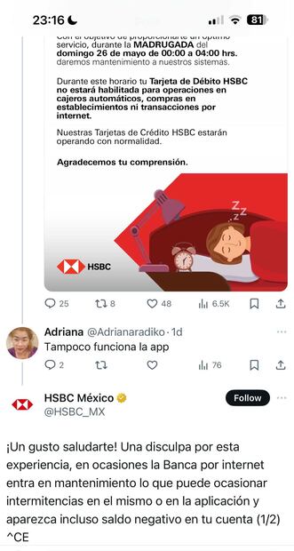 ¿Se cayó el sistema de HSBC hoy 2024? (Foto: DeDinero)