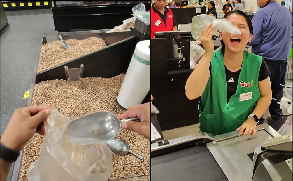 Hombre compra un solo frijol en supermercado y se hace viral en TikTok (Foto: Captura de pantalla)