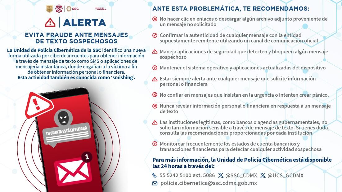 Recomendaciones para evitar el smishing. (Foto: Redes sociales)
