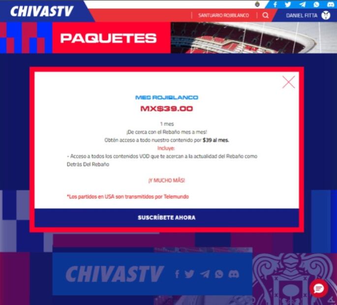 Costo de Chivas TV. (Foto: Redes sociales)