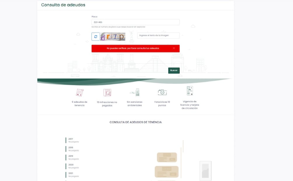 Consulta de multa de tránsito. (Foto: Captura de pantalla)