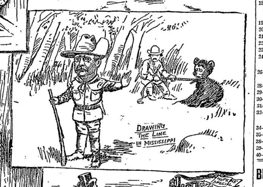 La escena de Theodore Roosevelt y el oso negro quedó inmortalizada en una caricatura política. (Foto: The Washington Post)