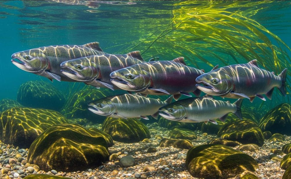 El 75 por ciento del salmón salvaje está infectado por este parásito. (Foto: Creada con IA)